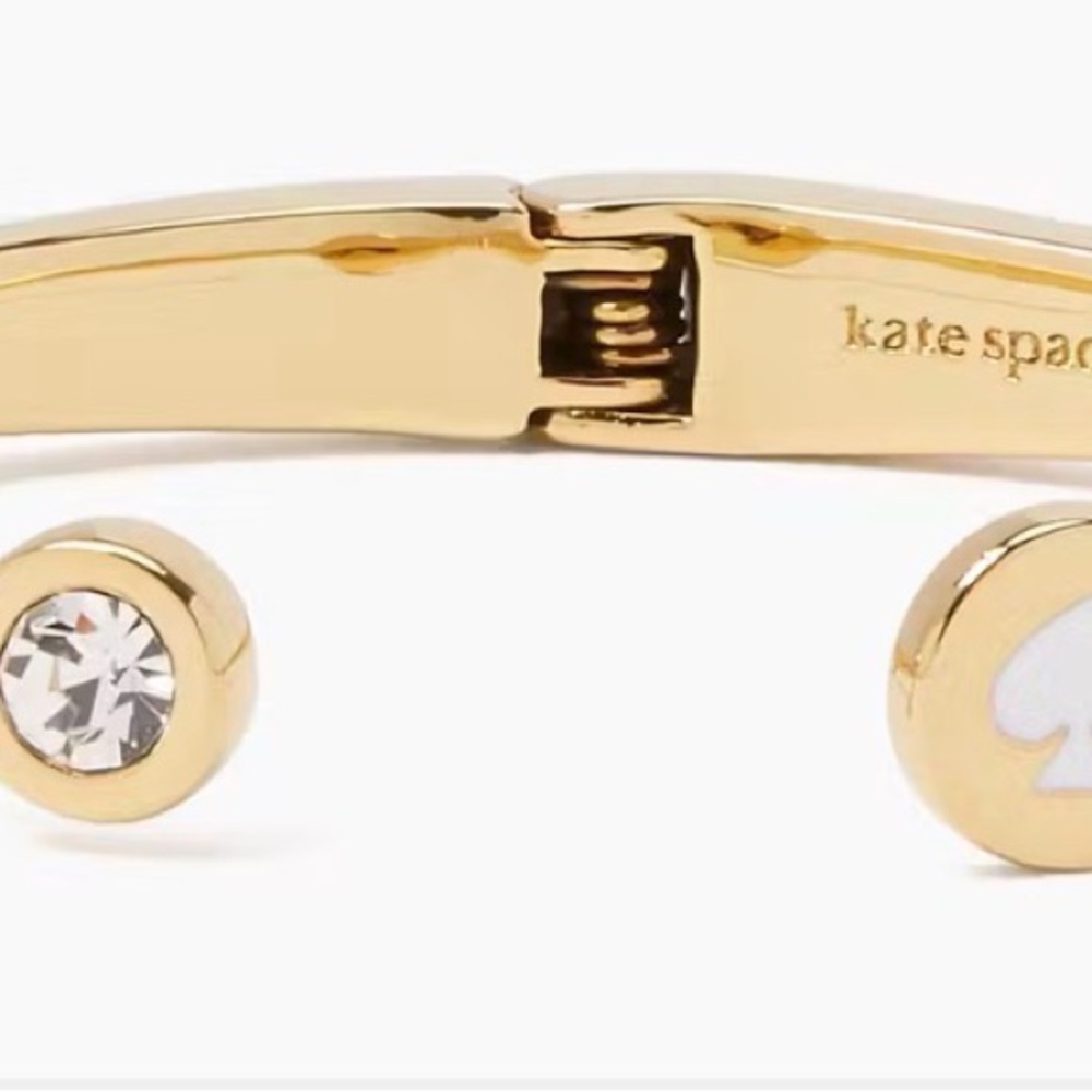 Kate Spade Spot the Spade Gold & White Open Cuff Hinge Bracelet